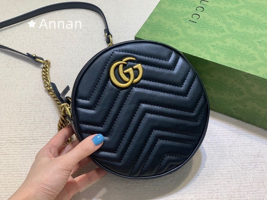 激レア GUCCI グッチ　チェーンショルダーバッグ GGマーモント　　ブラック　レザー 550154