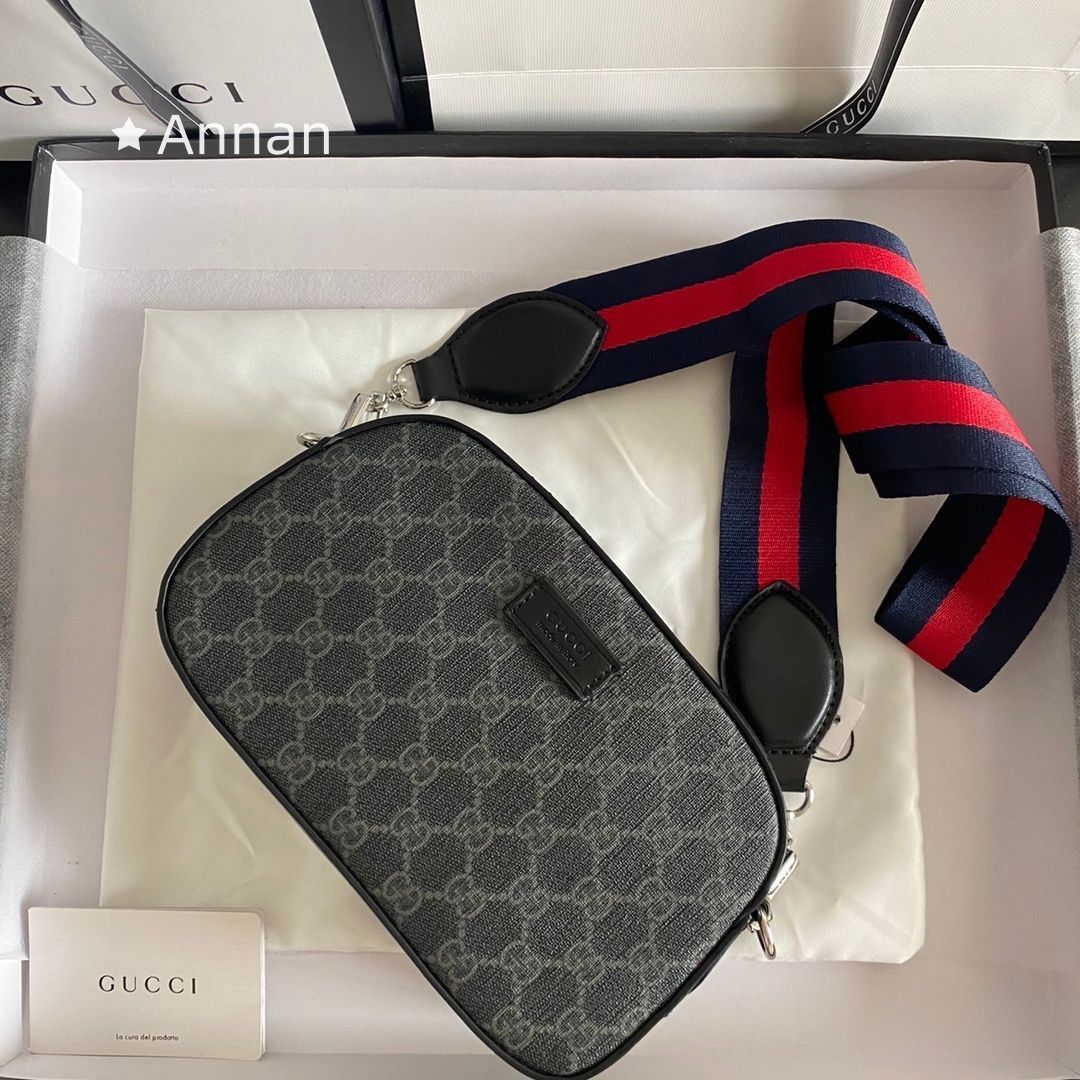 状態良 期間限定☆ GUCCI (グッチ) GGスプリーム レザー ショルダーバッグ ブラック レディース 574886