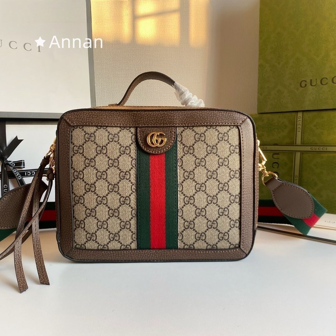 送料込☆ グッチ GUCCI ハンドバッグ オフィディア GGスプリーム 550622 ベージュ/ブラウン PVCコーティングキャンバス レザー オフディア 2wayショルダーバッグ レディース