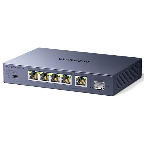 【新品】UGREEN スイッチングハブ 2.5Gbps 金属筐体 6ポート（5x2.5G RJ45と1x10G SFP+） Giga対応 10/100/1000/2500Mbps ギガビット lanケーブル ハブ lan 分配器 壁掛け対応 d4e4ae2d