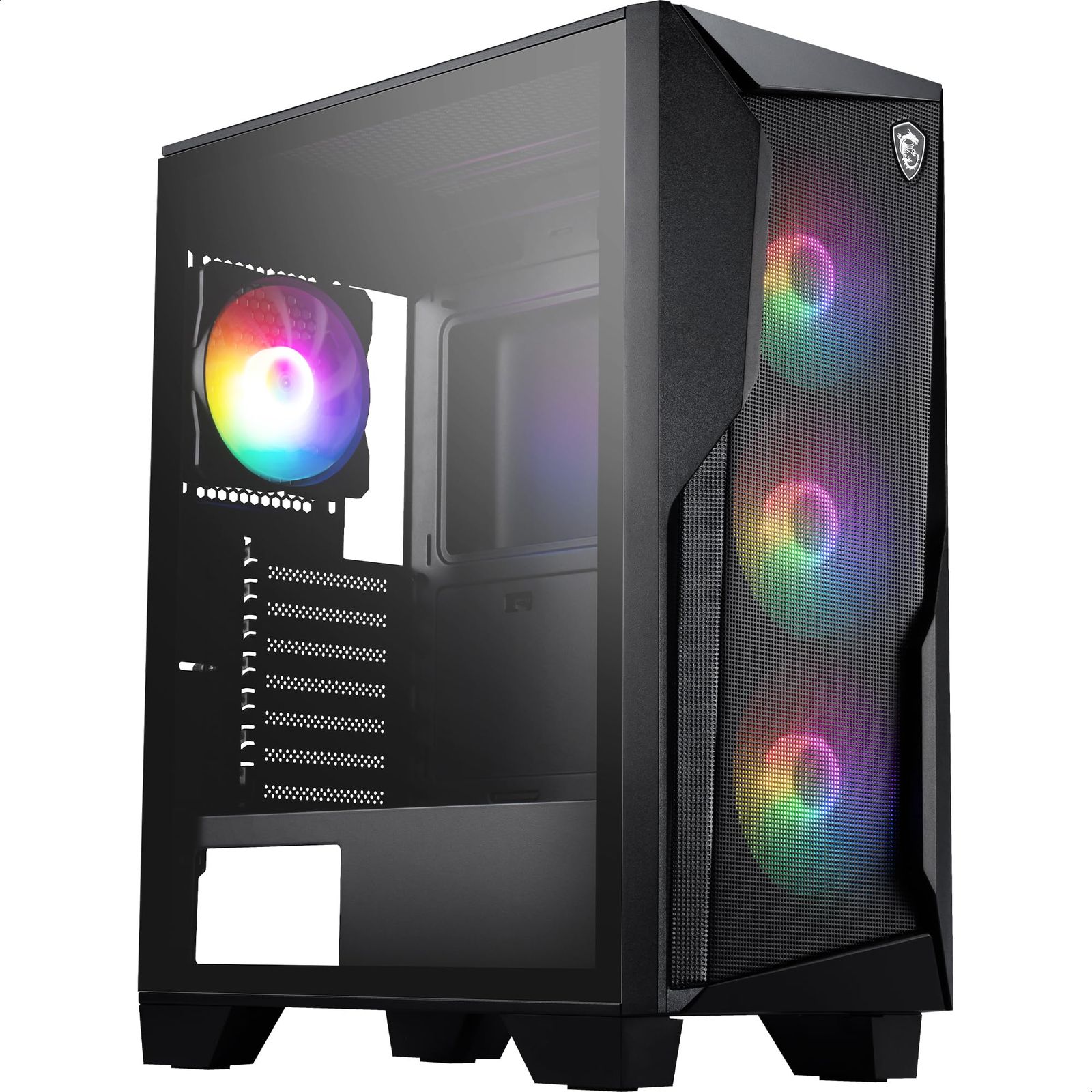 MSI MAG FORGE 130A AIRFLOW PCケース ATX ミドルタワー 黒 RGB ファン4基付き 強化ガラスサイドパネル マグネット式ダストフィルター CS9324e a2276248