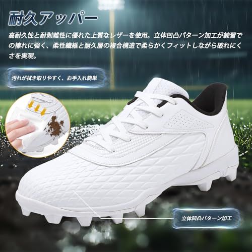 [Maxome] 野球 スパイク メンズ 野球トレーニングシューズ ソフトボール ポイントスパイク アップシューズ 紐式 固定式 金具不使用 軽量 クッション 練習用 ジュニア 大人用e ed0ce825