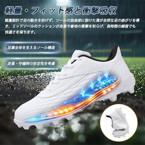 [Maxome] 野球 スパイク メンズ 野球トレーニングシューズ ソフトボール ポイントスパイク アップシューズ 紐式 固定式 金具不使用 軽量 クッション 練習用 ジュニア 大人用e ed0ce825