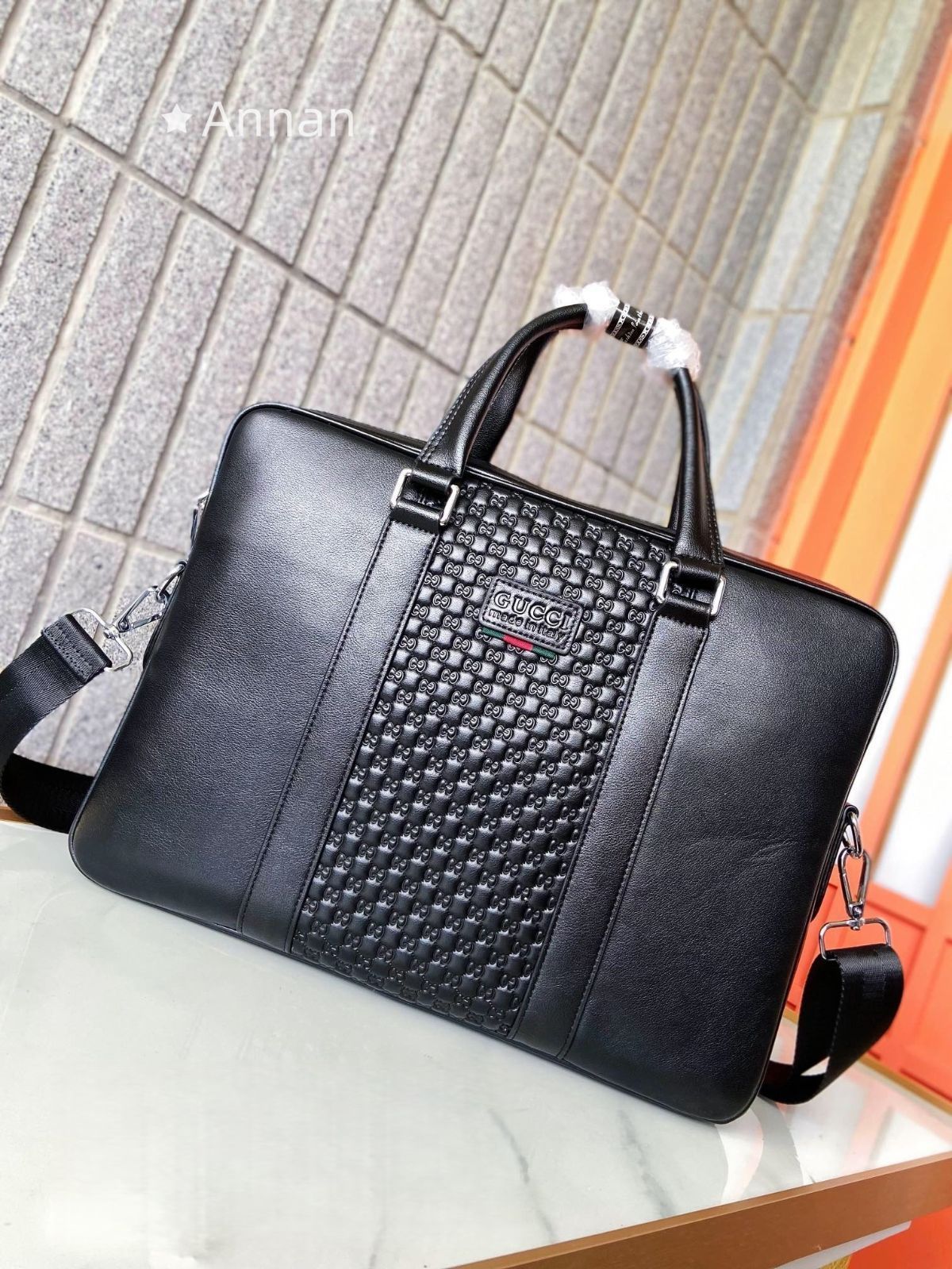最終値下げ 本革 メンズ GUCCI グッチ ビジネスバッグ GG
