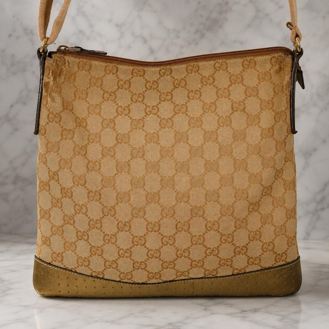 人気】GUCCI グッチ GGキャンバス レザーパンチング ショルダーバッグ