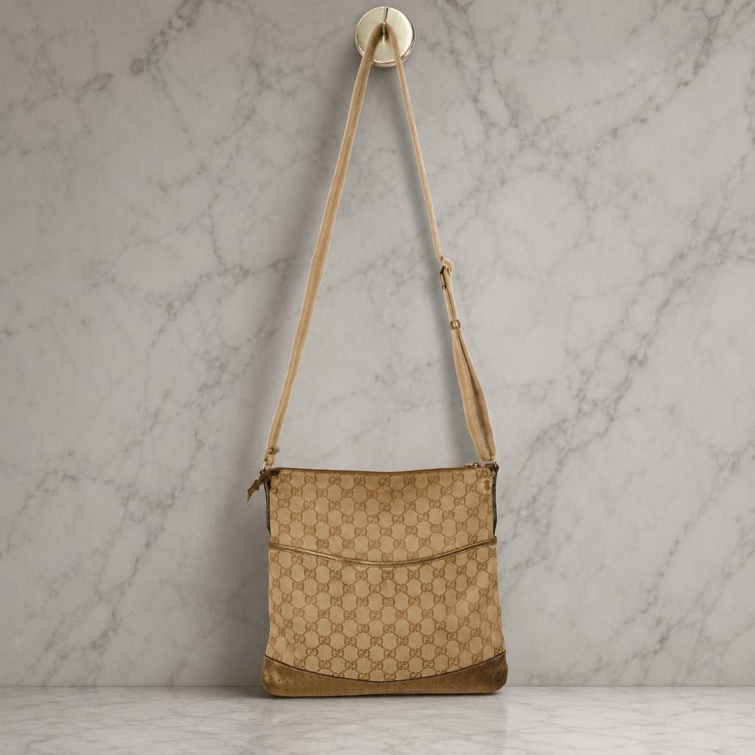 人気】GUCCI グッチ GGキャンバス レザーパンチング ショルダーバッグ