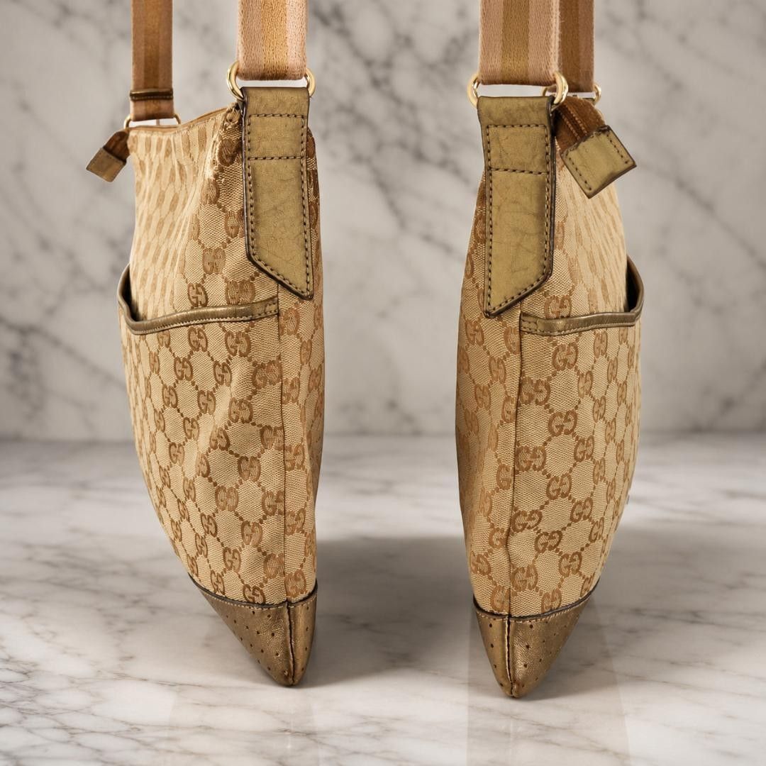 人気】GUCCI グッチ GGキャンバス レザーパンチング ショルダーバッグ