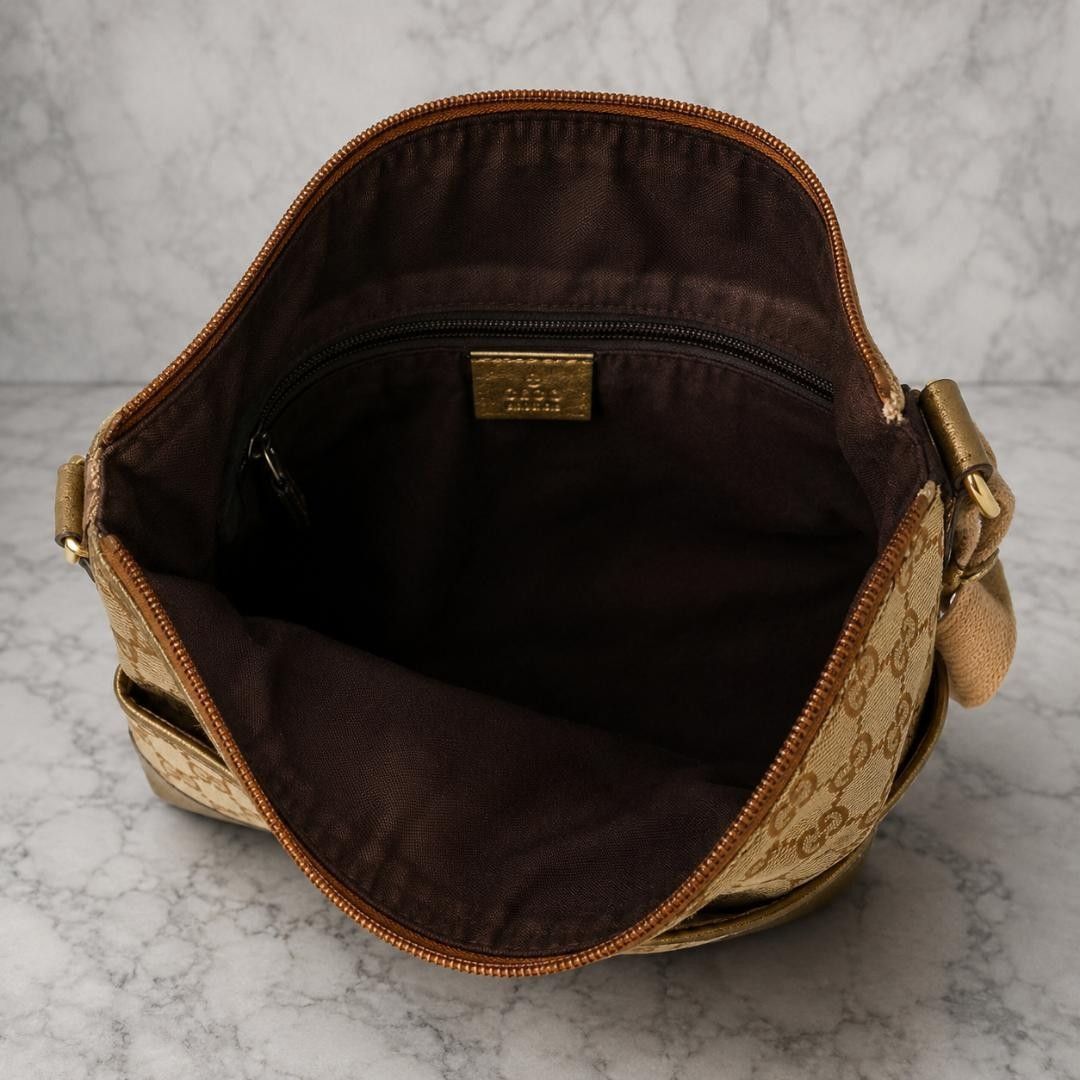 人気】GUCCI グッチ GGキャンバス レザーパンチング ショルダーバッグ 