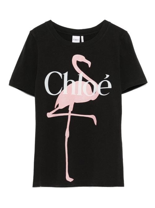 クロエ プリントコットン Tシャツ 送料無料