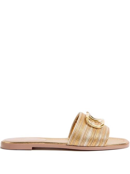 VALENTINO GARAVANI Vロゴ シグネチャー レザー フラット サンダル 送料無料