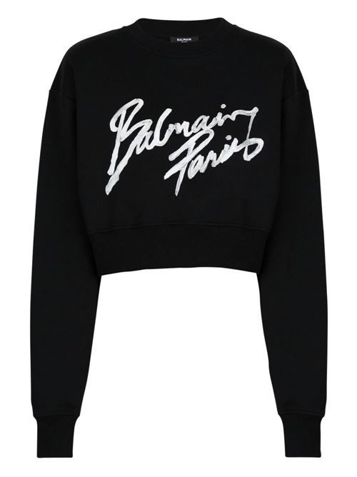 BALMAIN ロゴ クロップド スウェットシャツ 送料無料