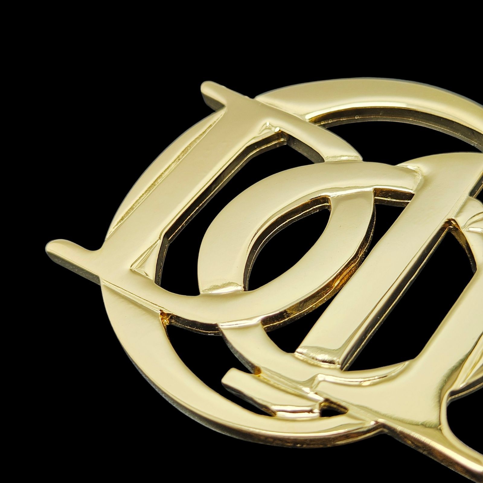 極美品】Christian Dior ブローチ ロゴ 大 ゴールド