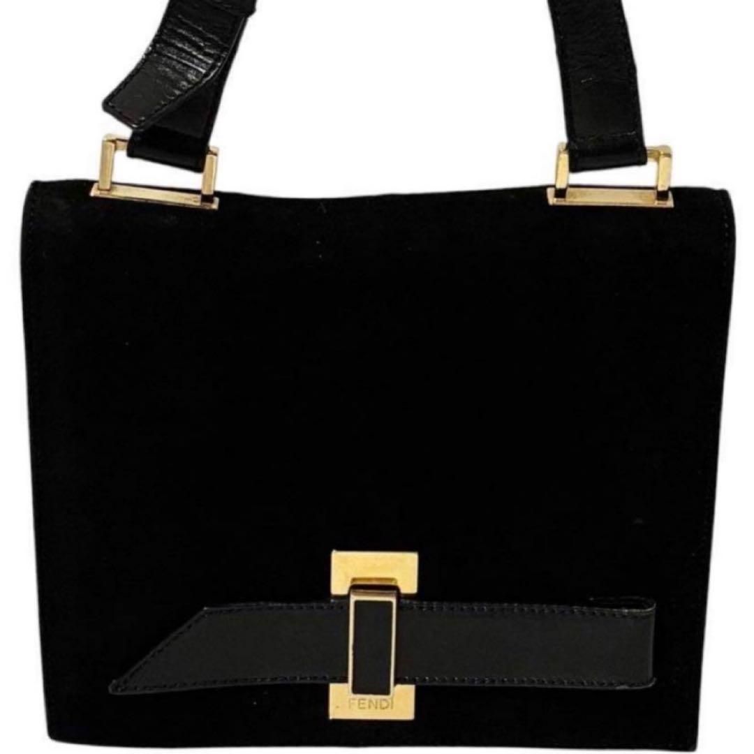 FENDI フェンディ スエード ショルダーバッグ ブラック ヴィンテージ レディース カバン バック ワンショルダー ハンドバック レザー
