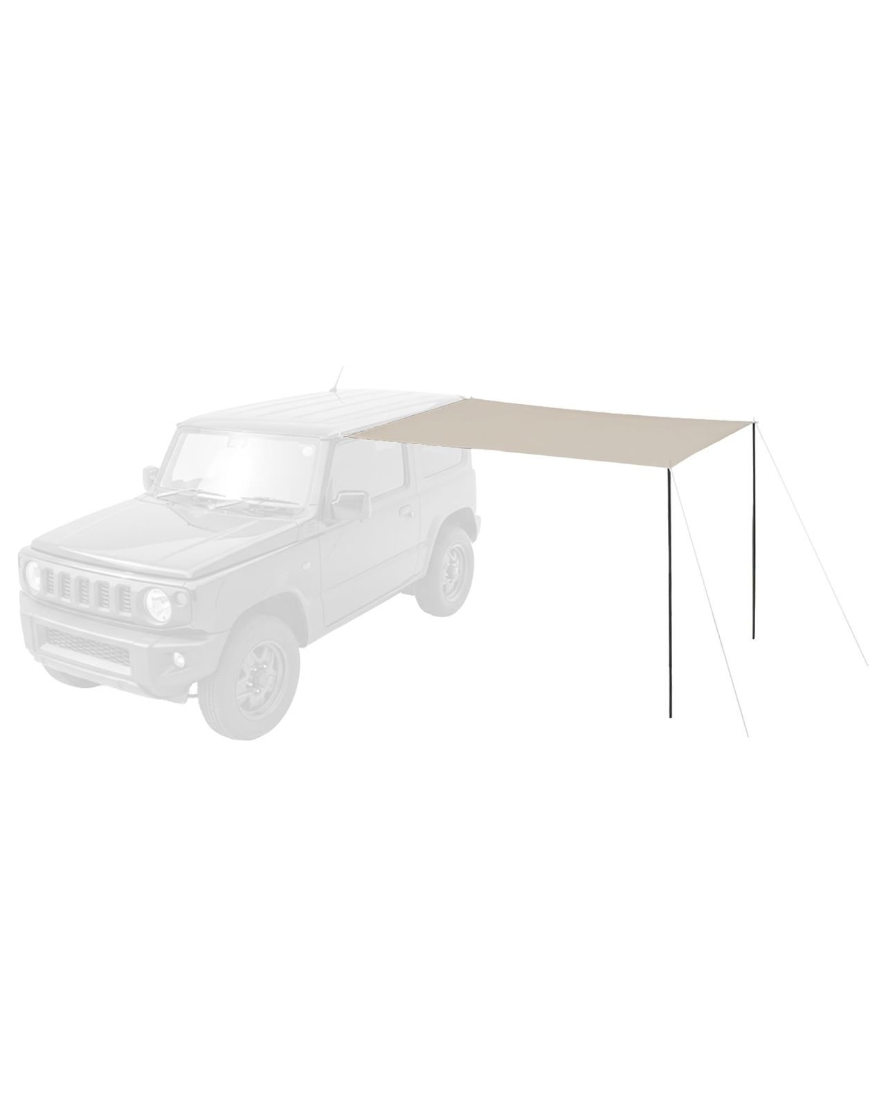 ★新品★FIELDOOR カーサイドタープ 車 カーサイドオーニング スクエア型 吸盤フック テントポール付 UVカット 遮熱 車中泊 キャンプ 日よけ テント [遮光] [ライトベージュ/単品] ea5e6108