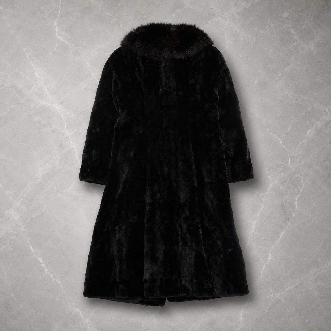 美品】エンバ EMBA 毛皮コート リアルファー ロング丈 ブラック 11 A