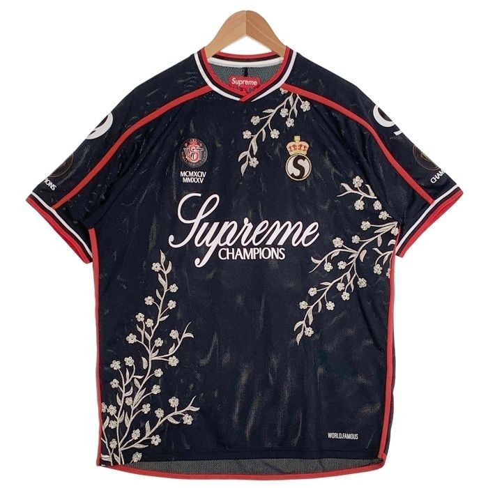 SUPREME シュプリーム 25AW Floral Soccer Jersey フローラル サッカー ジャージー ブラック レッド Size L