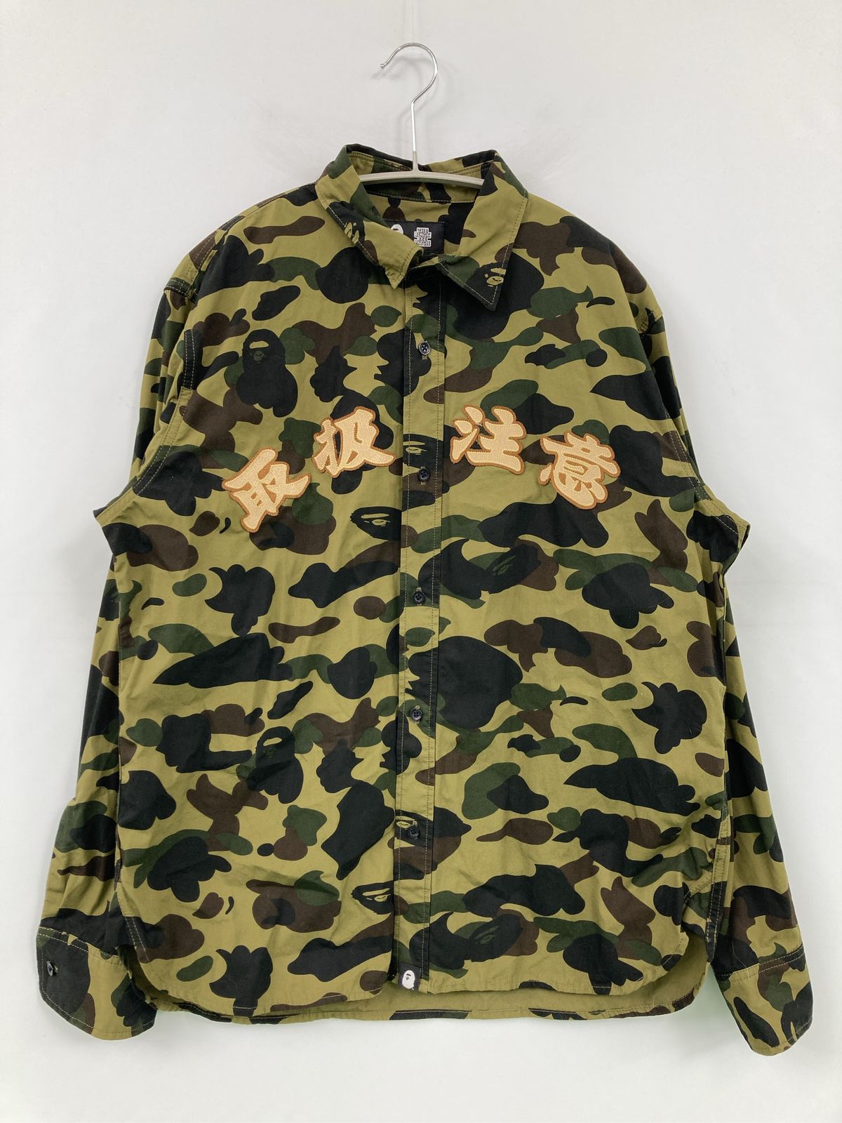 THE BLACK EYE PATCH シャツ/ブラウス S カーキ コットン カモフラージュ柄 ミドル丈 長袖 レギュラーカラー メンズ