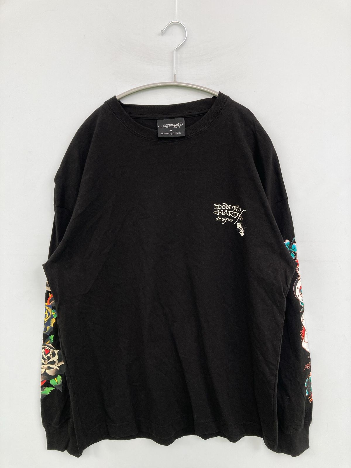 Ed Hardy エドハーディー スウェット M ブラック コットン 無地 ワンポイント ブランドロゴ 長袖 メンズ