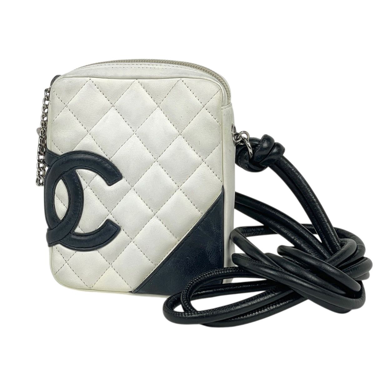 シャネル CHANEL カンボンライン ショルダーバッグ ココマーク レザー ホワイト レディース 【中古】