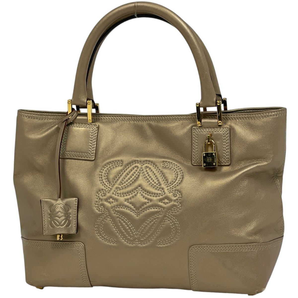 ロエベ LOEWE アナグラム ハンドバッグ レザー ゴールド レディース