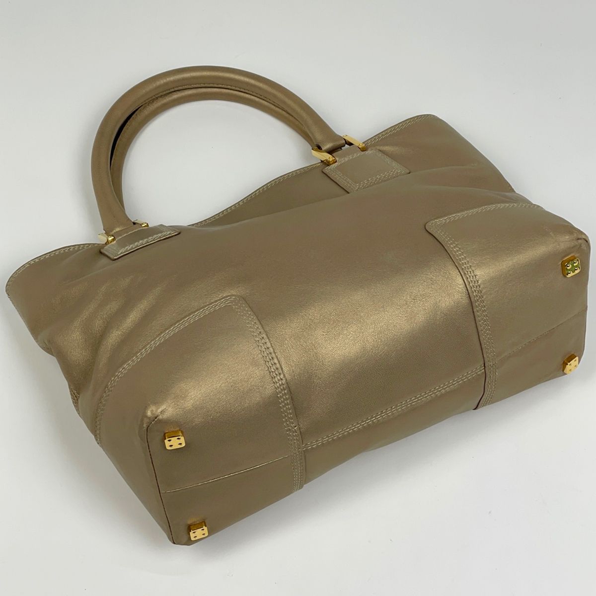 ロエベ LOEWE アナグラム ハンドバッグ レザー ゴールド レディース
