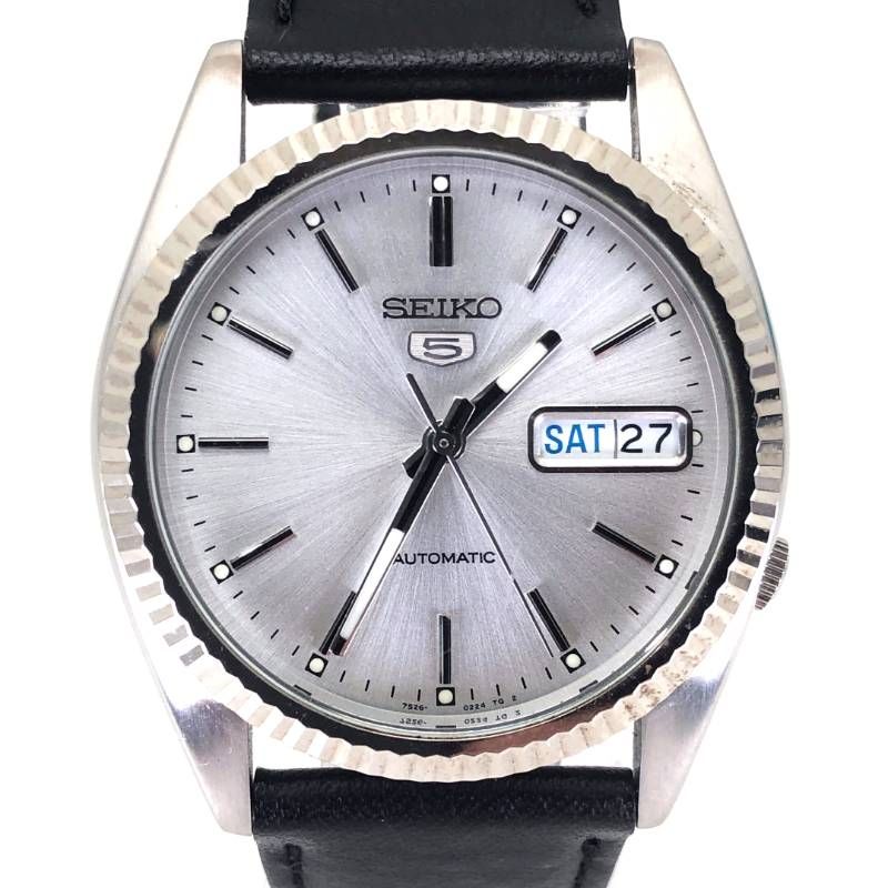 【箱・取説付き】SEIKO セイコー／セイコー5 7S26-3110 フルーテッドベゼル／自動巻き／ステンレス／シルバー・ブラック