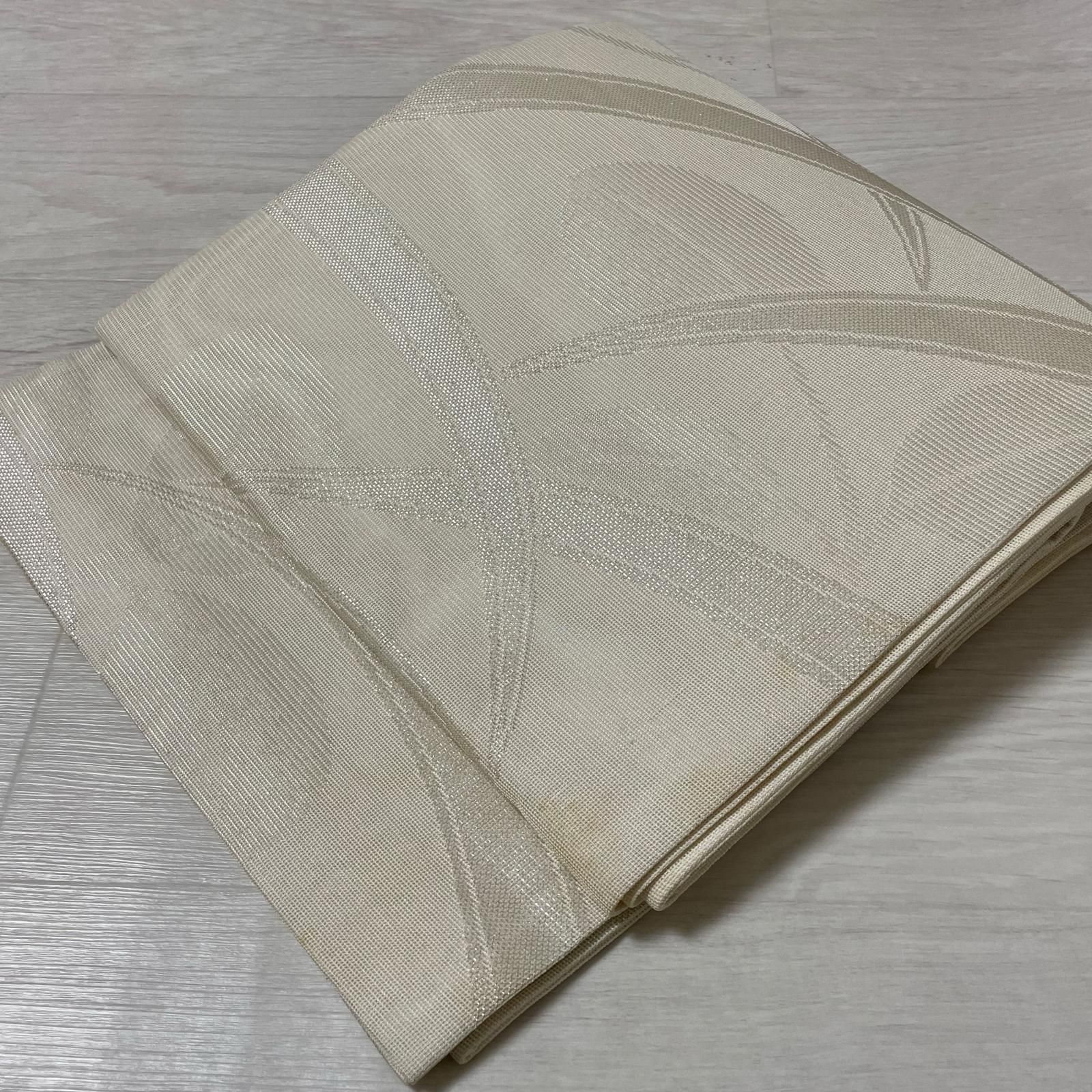 京袋帯 絽綴れ 上品な葉模様 正絹 着物 X-4174