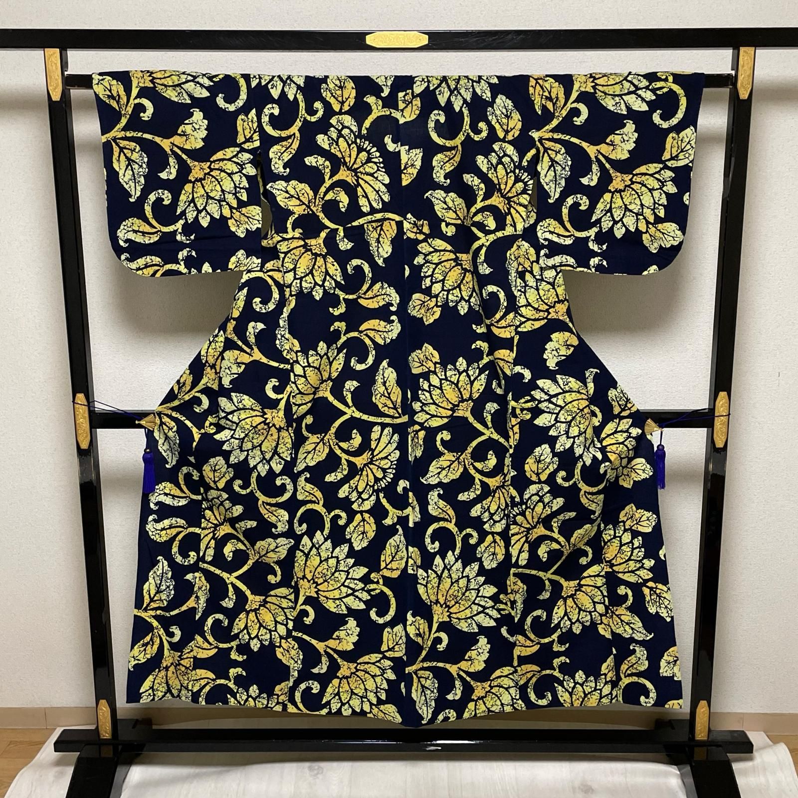 浴衣 注染染め 花唐草 着物 綿 X-4266