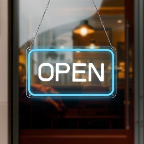 OPEN 看板 ネオンサイン 屋外 IP65防水 LED ネオンライト オープン 営業中 壁掛けおしゃれ レストラン 商業店 カフェ 喫茶店 居酒屋 バー 理容室 (ブルー) 国内発送 d7b5dfc9