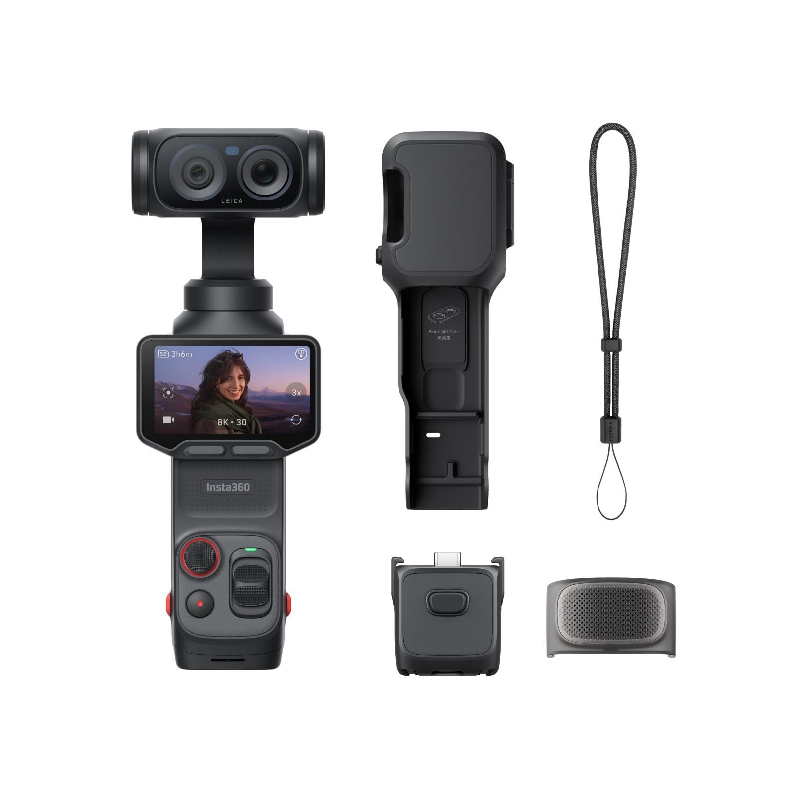 【人気商品】Luna Ultra コスミックブラック- Insta360 デュアルLeicaレンズ搭載8K Vlogカメラ、12倍ズーム、1インチセンサー、着脱式2インチタッチスクリーン、トリプルAIチップ搭載、Vlog撮影向けポケットジンバルカメラ