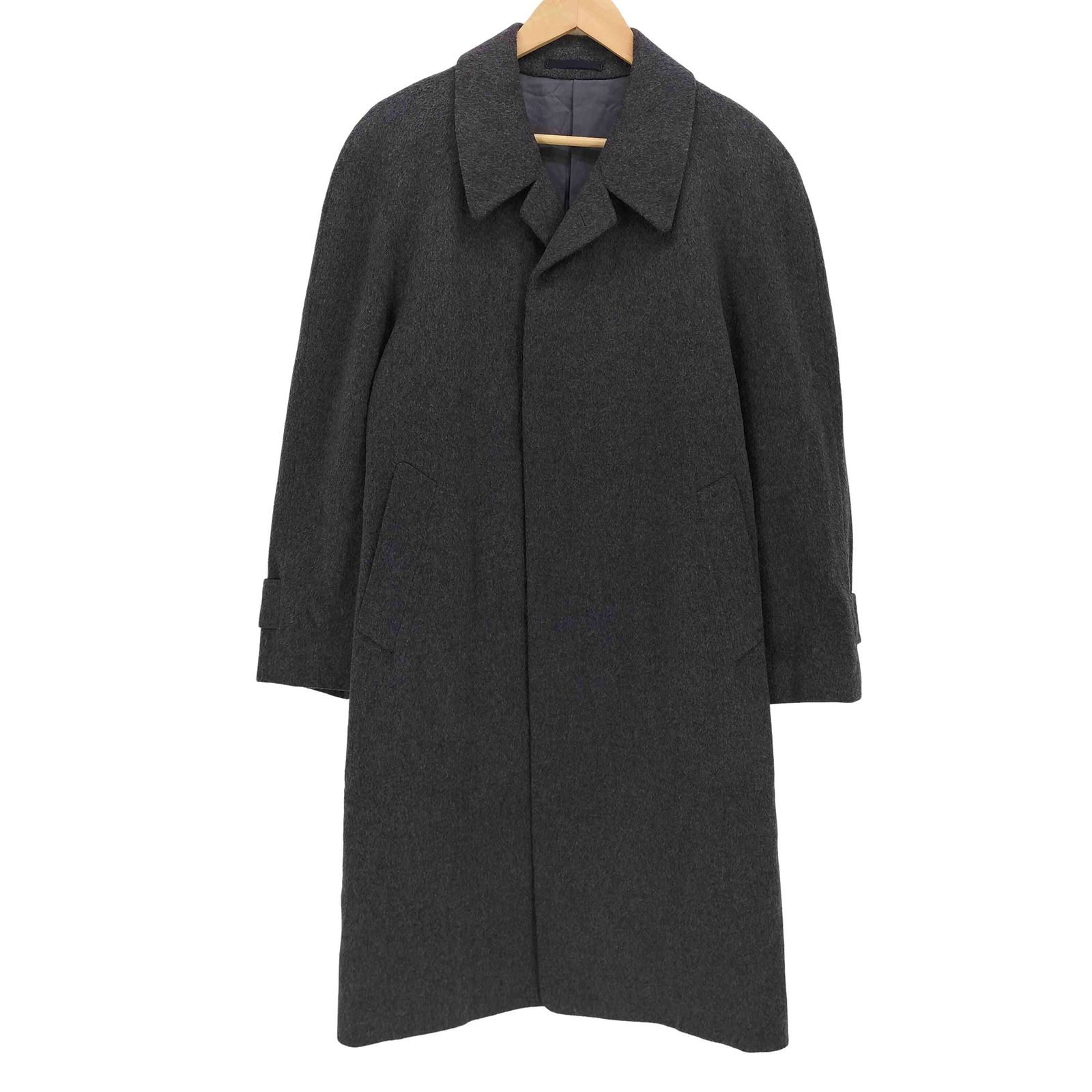 タカシマヤ TAKASHIMAYA 100％カシミヤ 比翼 ステンカラーコート メンズ 表記無