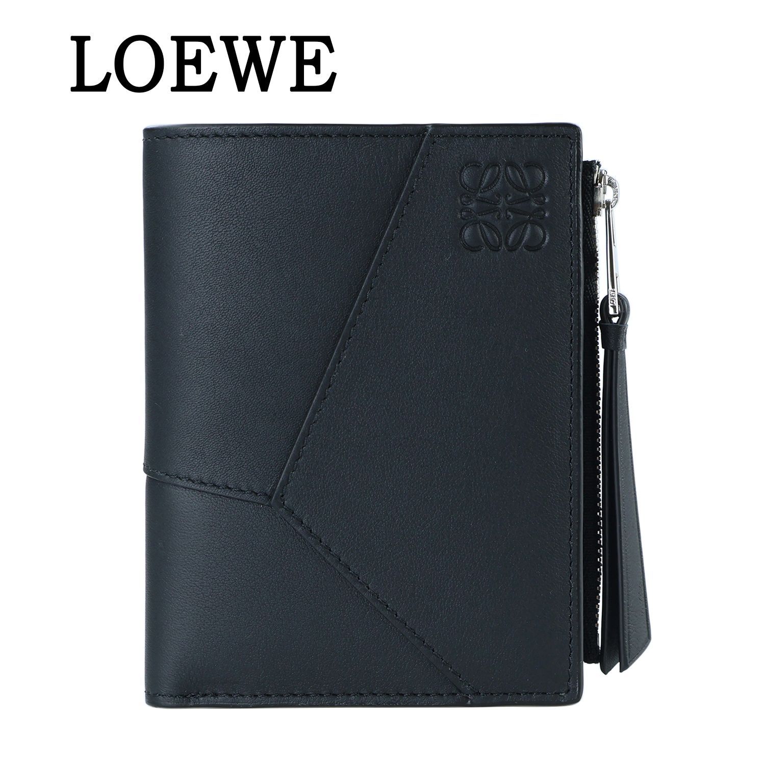 LOEWE ロエベ 二つ折り財布 小銭入れ付き パズル スリムコンパクト ウォレット 折財布 人気 メンズ レディース クラシックカーフ レザー ブラック C510W73X08
