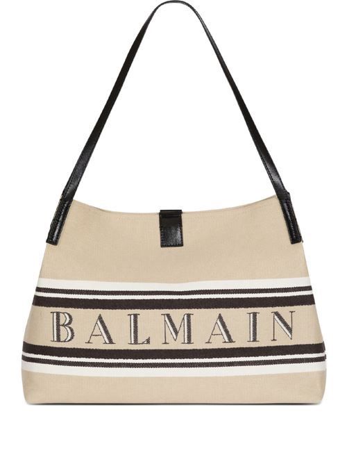 BALMAIN リリース キャンバス アンド レザー ミディアム トート 送料無料