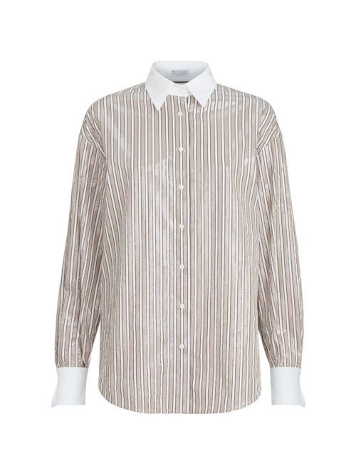 BRUNELLO CUCINELLI ストライプコットンシャツ 送料無料