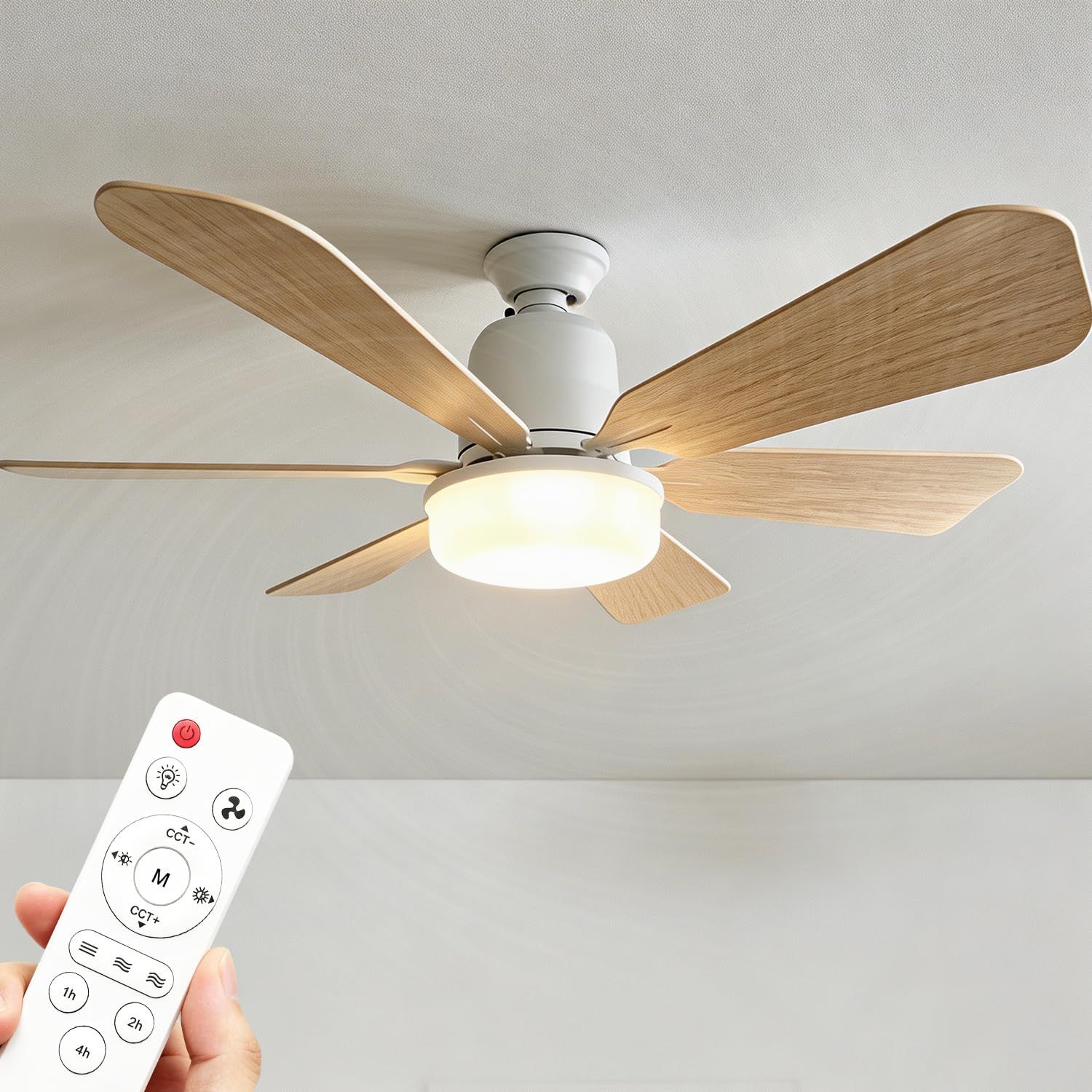 シーリングファンライト LED 小型 シーリングファン 調光調色 : 扇風機