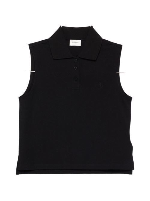SAINT LAURENT コットン ノースリーブ ポロシャツ 送料無料