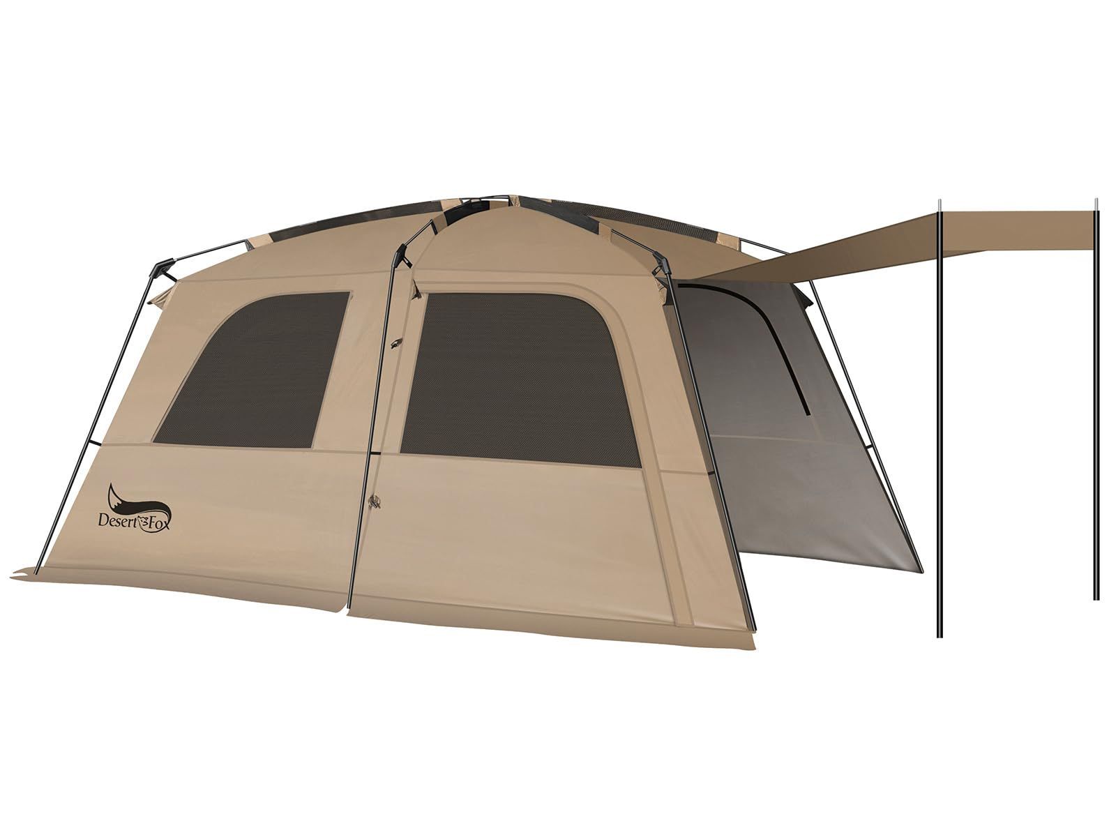 【新着商品】DesertFox 4000mm耐水圧 前後室あり キャンプテント 高さ185cm/200cm 自立式 パークテント 二重層構造 ロッジ型 4シーズン 初心者向け UVカット 簡単設営 通気防風防雨 キャンピング アウトドア 2～6人用 お花見 お