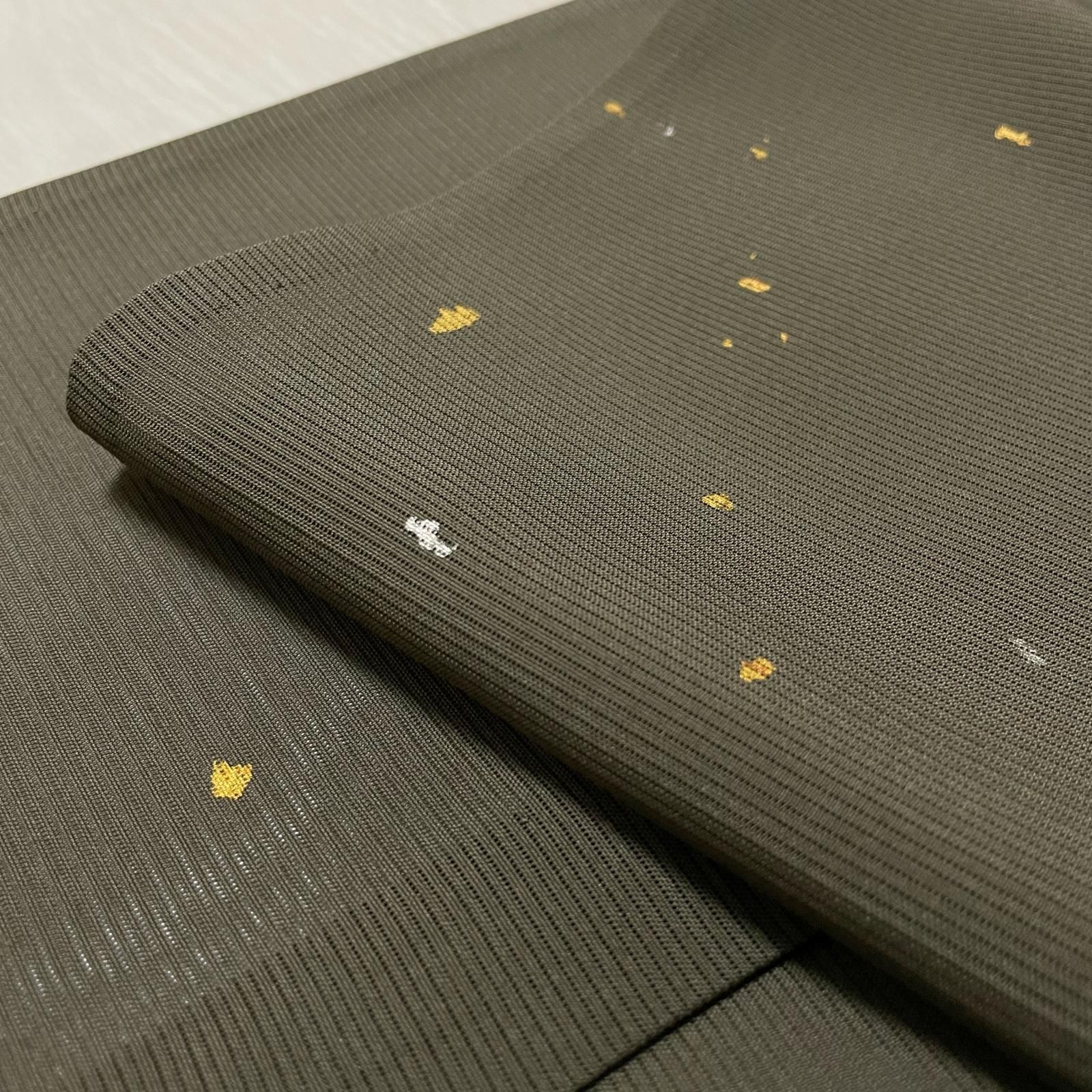 夏着物 絽織 色無地 箔散らし 着物 正絹 一つ紋 X-4514