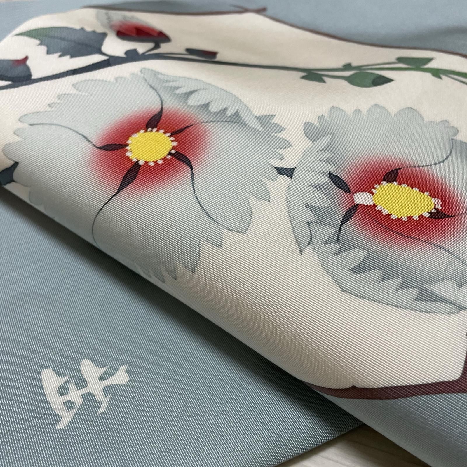 作家物 名古屋帯 塩瀬 上品な花模様 九寸 正絹 着物 X-4523