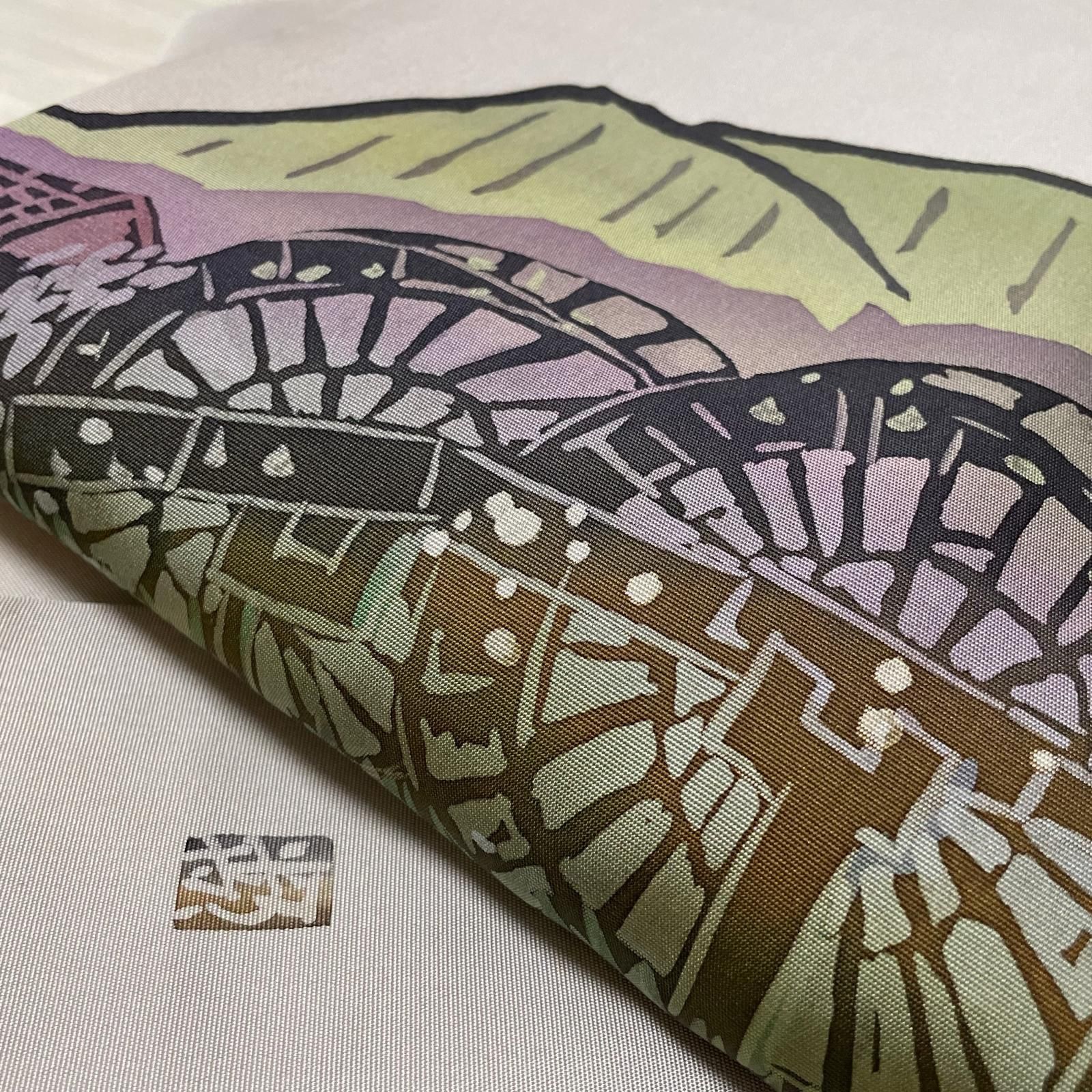 作家物 名古屋帯 塩瀬 水車 九寸 正絹 着物 X-4552