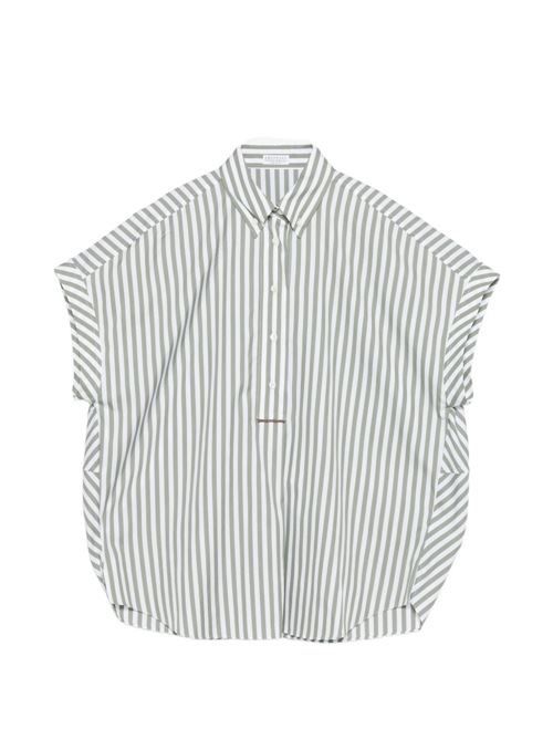 BRUNELLO CUCINELLI コットン＆シルクストライプシャツ 送料無料