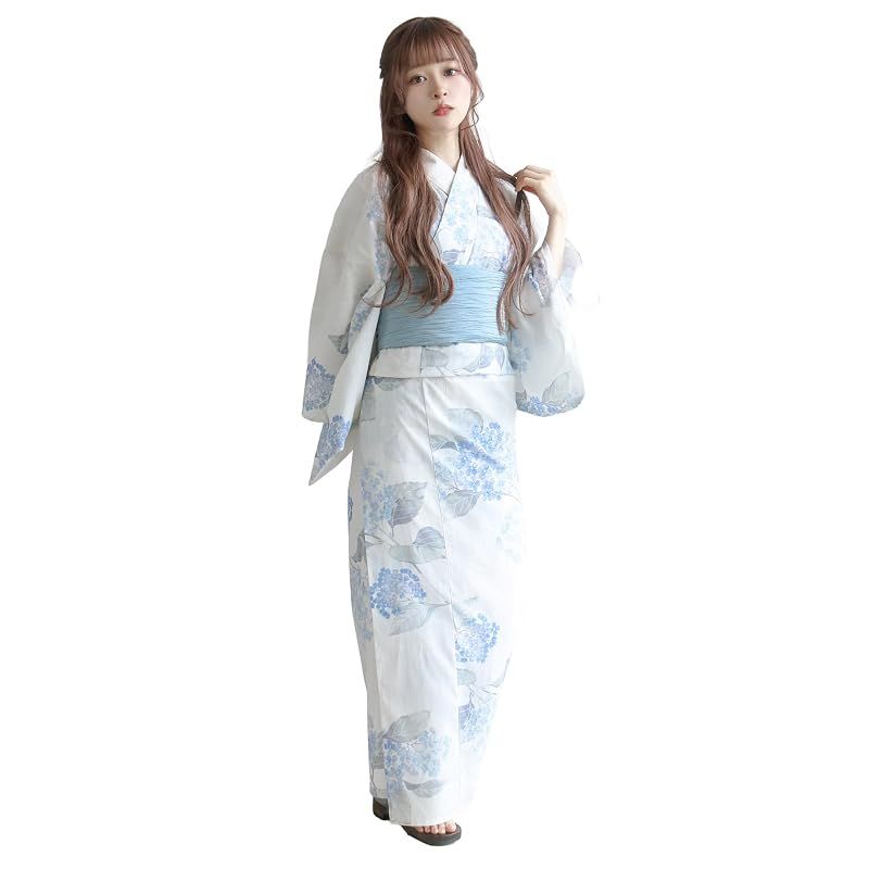 【新品】 [KYOETSU] [キョウエツ] 浴衣セット 変わり織 二部式 2点セット(浴衣、兵児帯) レディース AB (清廉の浮世かすれ, フリーサイズ)