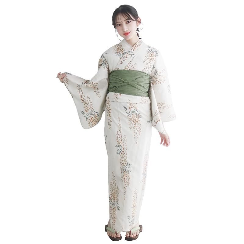 【新品】 [KYOETSU] [キョウエツ] 浴衣セット 変わり織 二部式 2点セット(浴衣、兵児帯) レディース AB (黄金時雨, フリーサイズ)