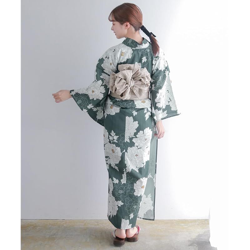 【新品】 [KYOETSU] [キョウエツ] 浴衣セット 変わり織 生成り 2点セット(浴衣、兵児帯) レディース A (キャラメルムース, フリーサイズ)