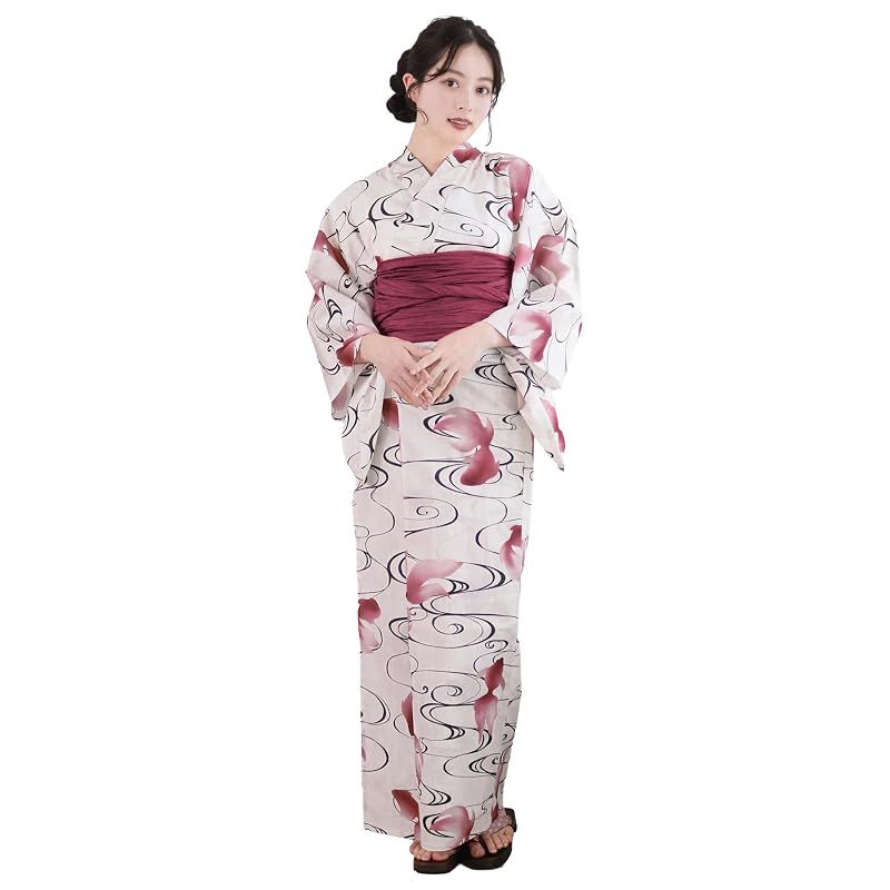 【新品】 [KYOETSU] [キョウエツ] 浴衣セット 変わり織 二部式 2点セット(浴衣、兵児帯) レディース AB (流水に金魚, フリーサイズ)