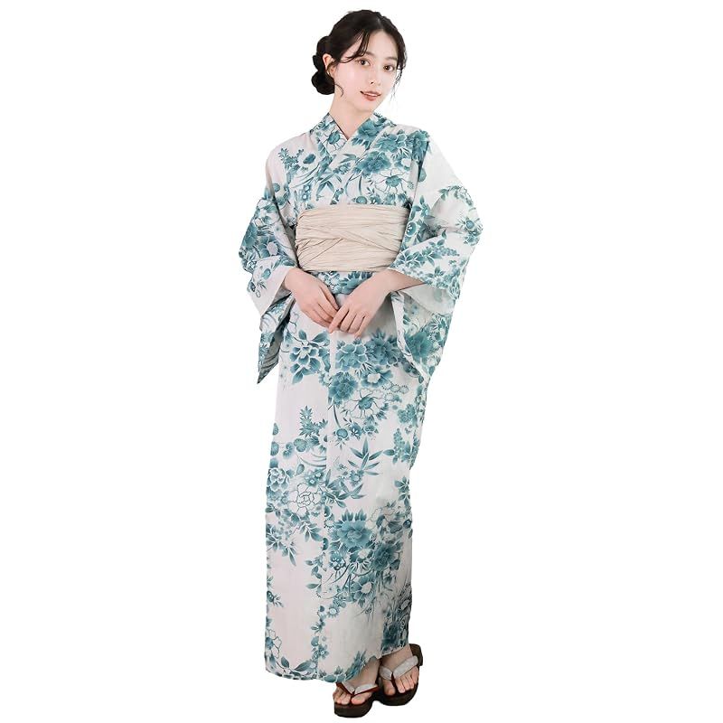 【新品】 [KYOETSU] [キョウエツ] 浴衣セット 変わり織 二部式 2点セット(浴衣、兵児帯) レディース AB (翡翠花苑, フリーサイズ)