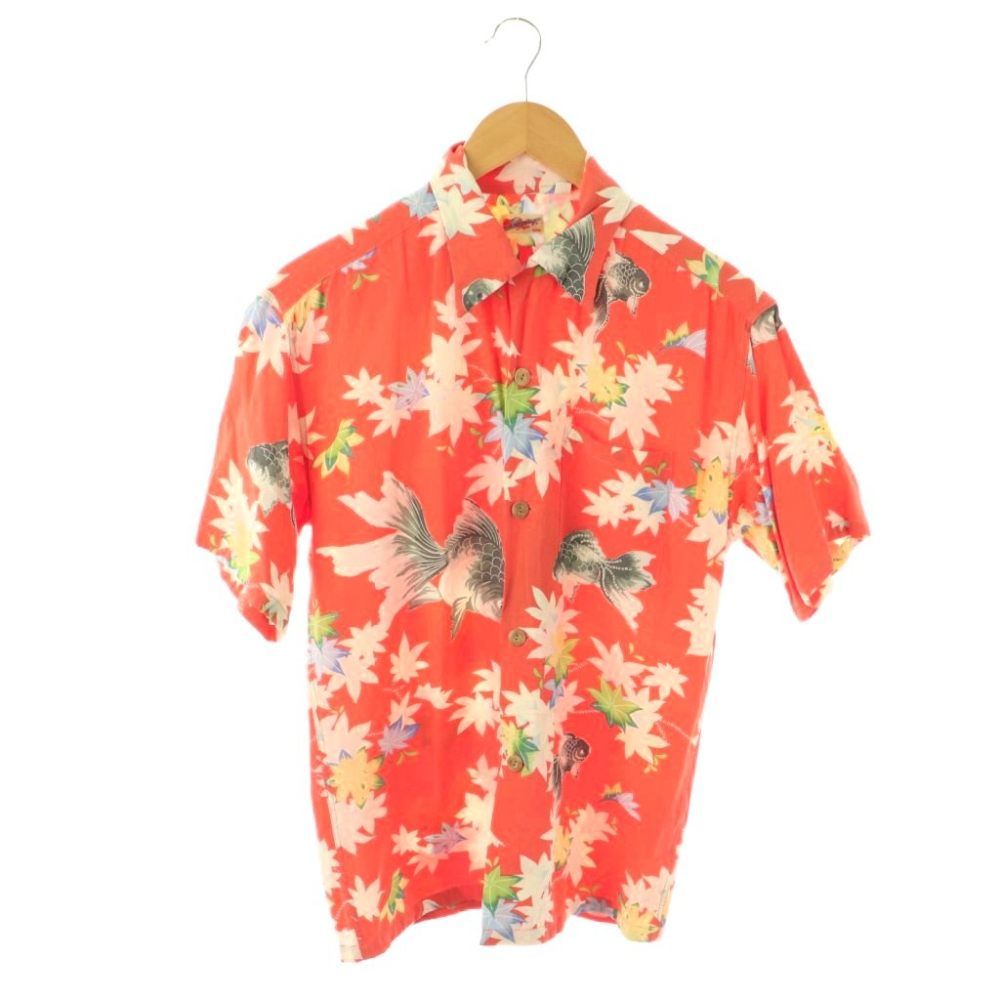 サンサーフ 東洋 SUN SURF JAPANESE MAPLE AND FANTAIL 金魚 アロハシャツ 半袖 総柄 M オレンジ マルチカラー /ES ■OS