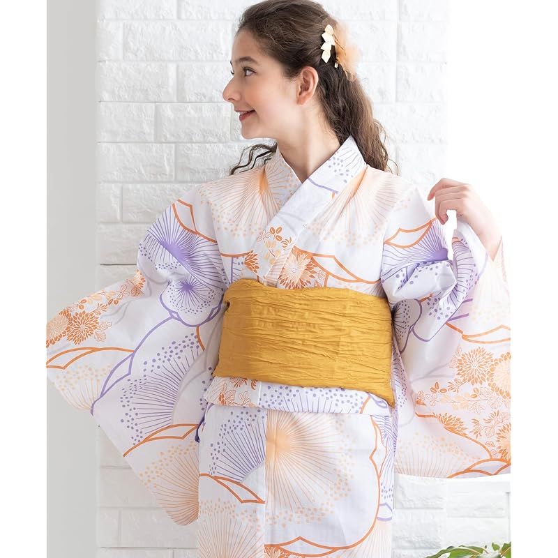 新品】 [KYOETSU] [キョウエツ] 浴衣セット 女の子 変わり織 生成り 2
