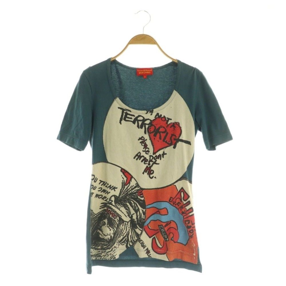 コラージュTシャツ カットソー 半袖 Uネック プリント 2 カーキ /MY ■OS ■GY06