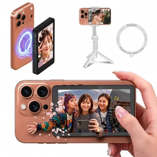 ★新品★自撮りモニター じどりモニター 外カメラ自撮り iphone用 【タッチ操作対応】輝度調整可 撮影ボタン付き 内蔵マグネット ABS + シリコン複合材質 自撮り・Vlog・ライブ配信・TikTok 対応 iOS/Android/Ma 661fff29